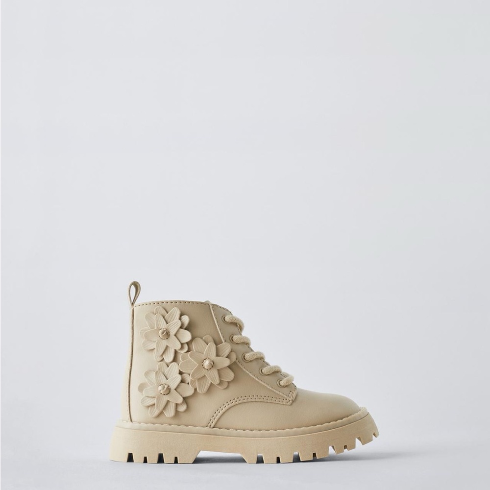Floral Beige Ankle Boots